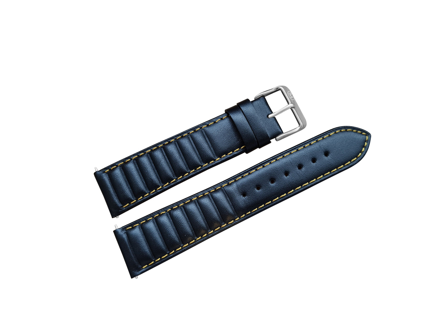 Black Ribbed Leather Race Watch Strap