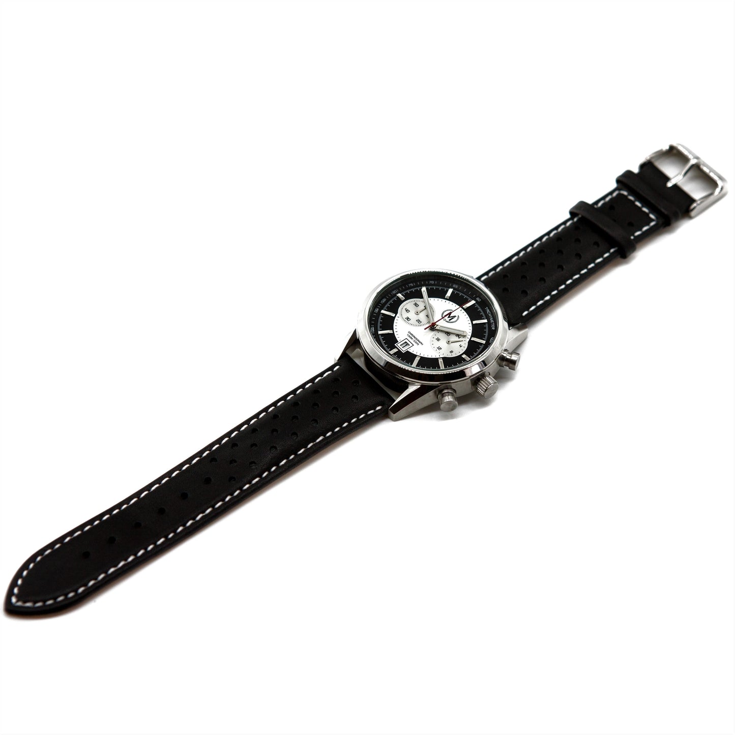 Black Leather Rally Watch Strap