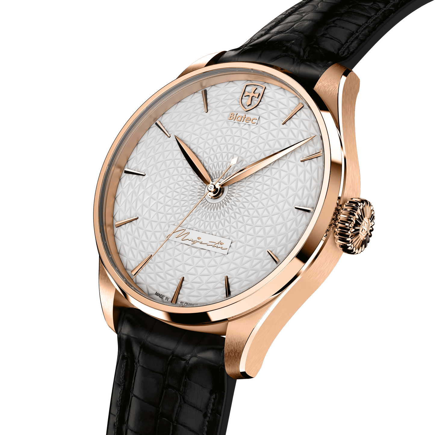 Biatec Majestic 02 N - black genuine crocodile strap