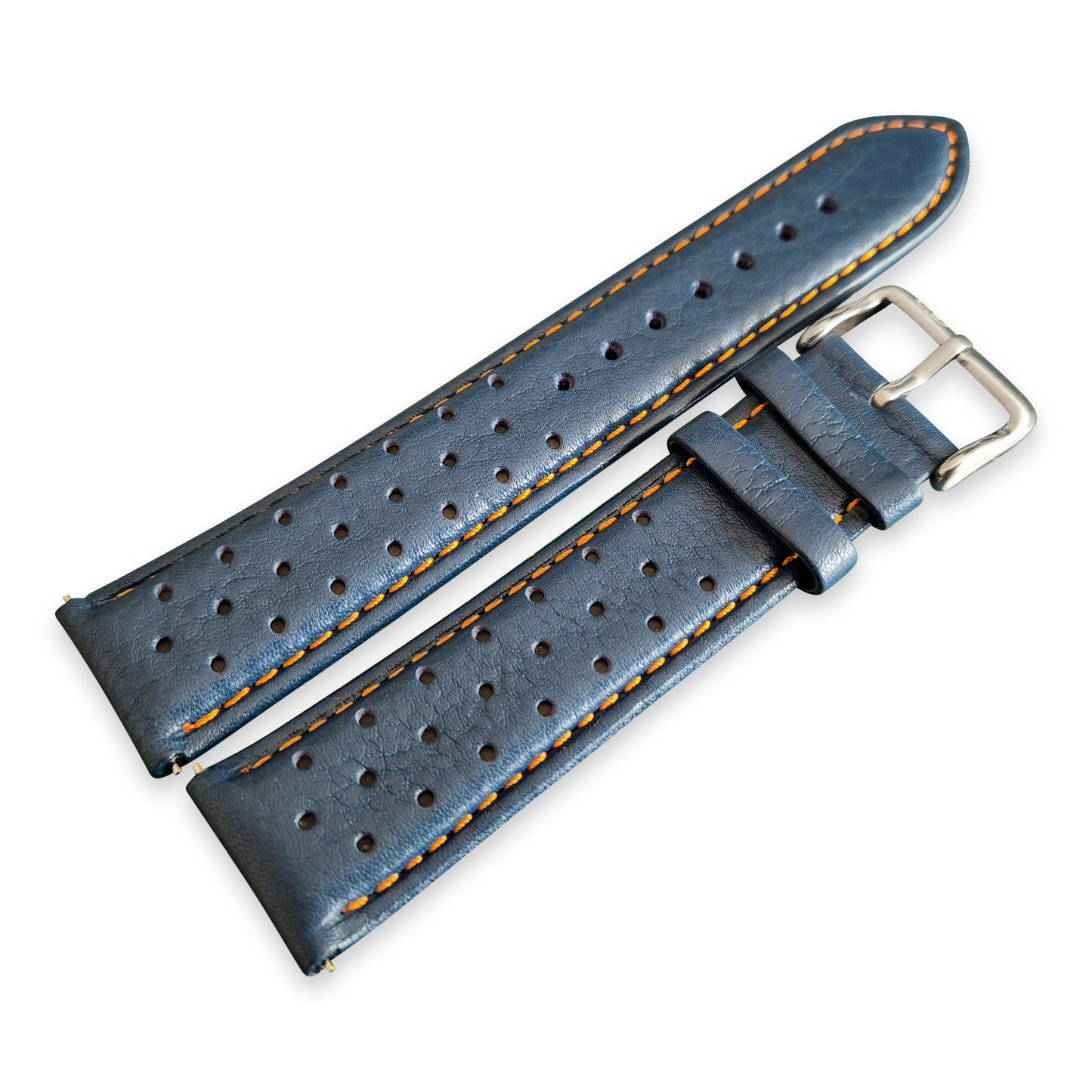 Blue And Orange Leather Rally Watch Strap