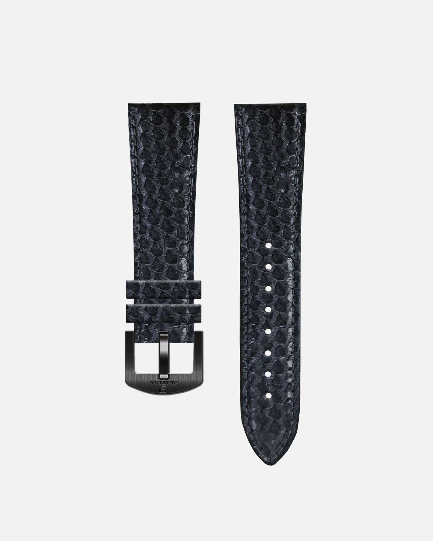 Grey Python Leather strap - pin buckle anthracite