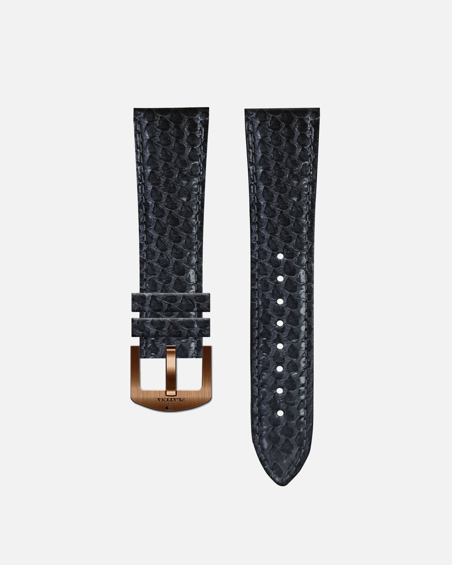 Grey Python Leather strap - pin buckle rust