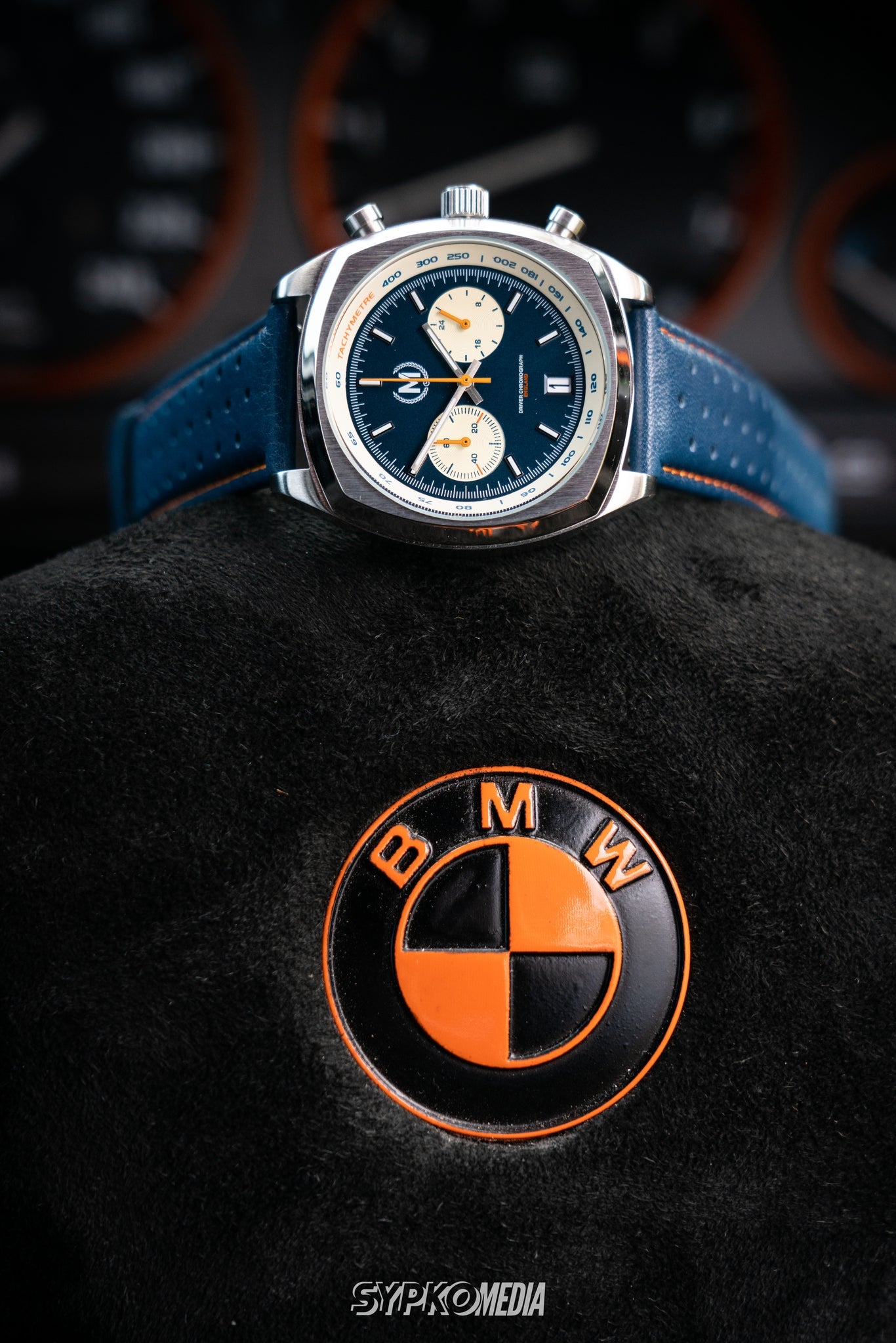 Blue And Orange Leather Rally Watch Strap