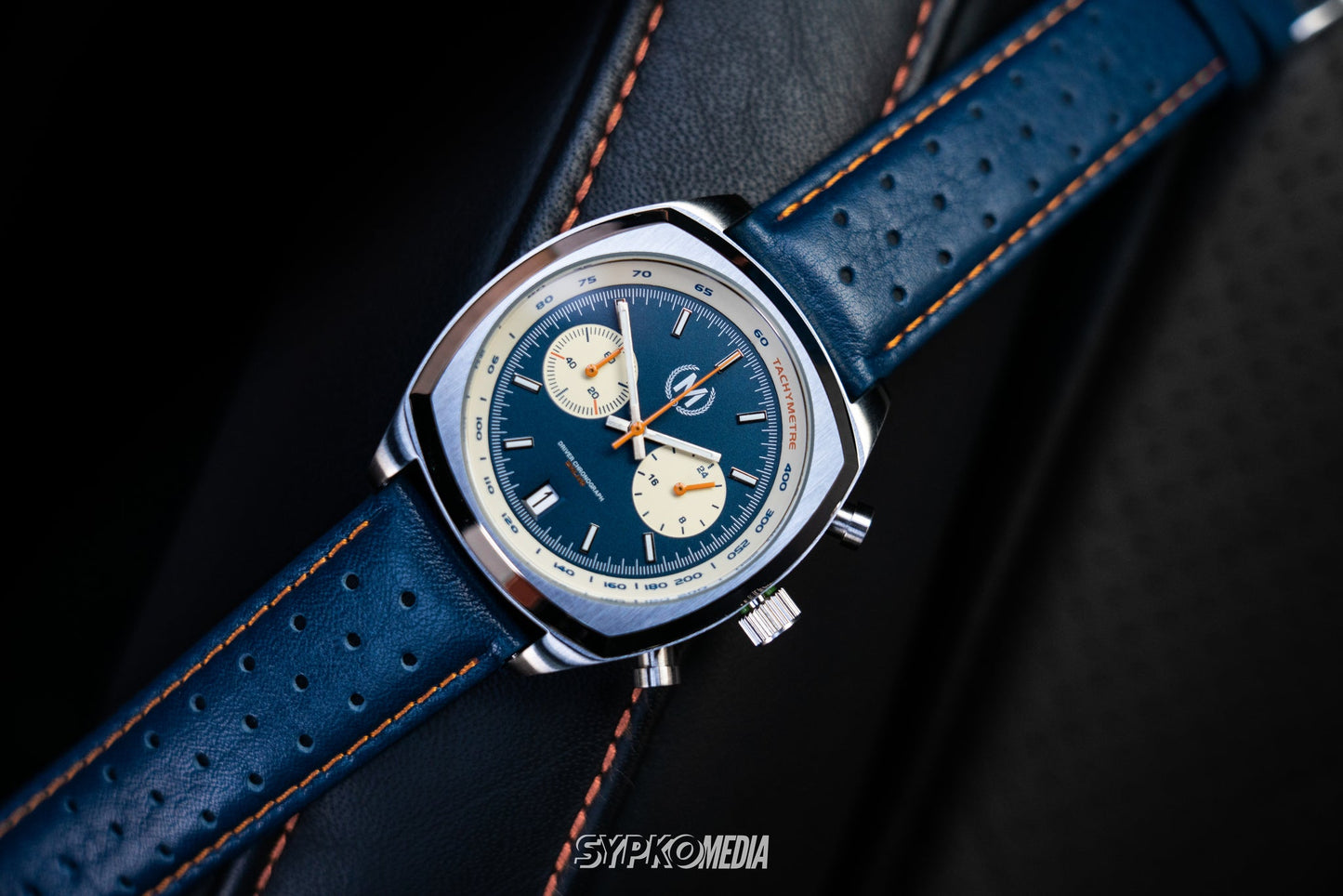 Blue And Orange Leather Rally Watch Strap