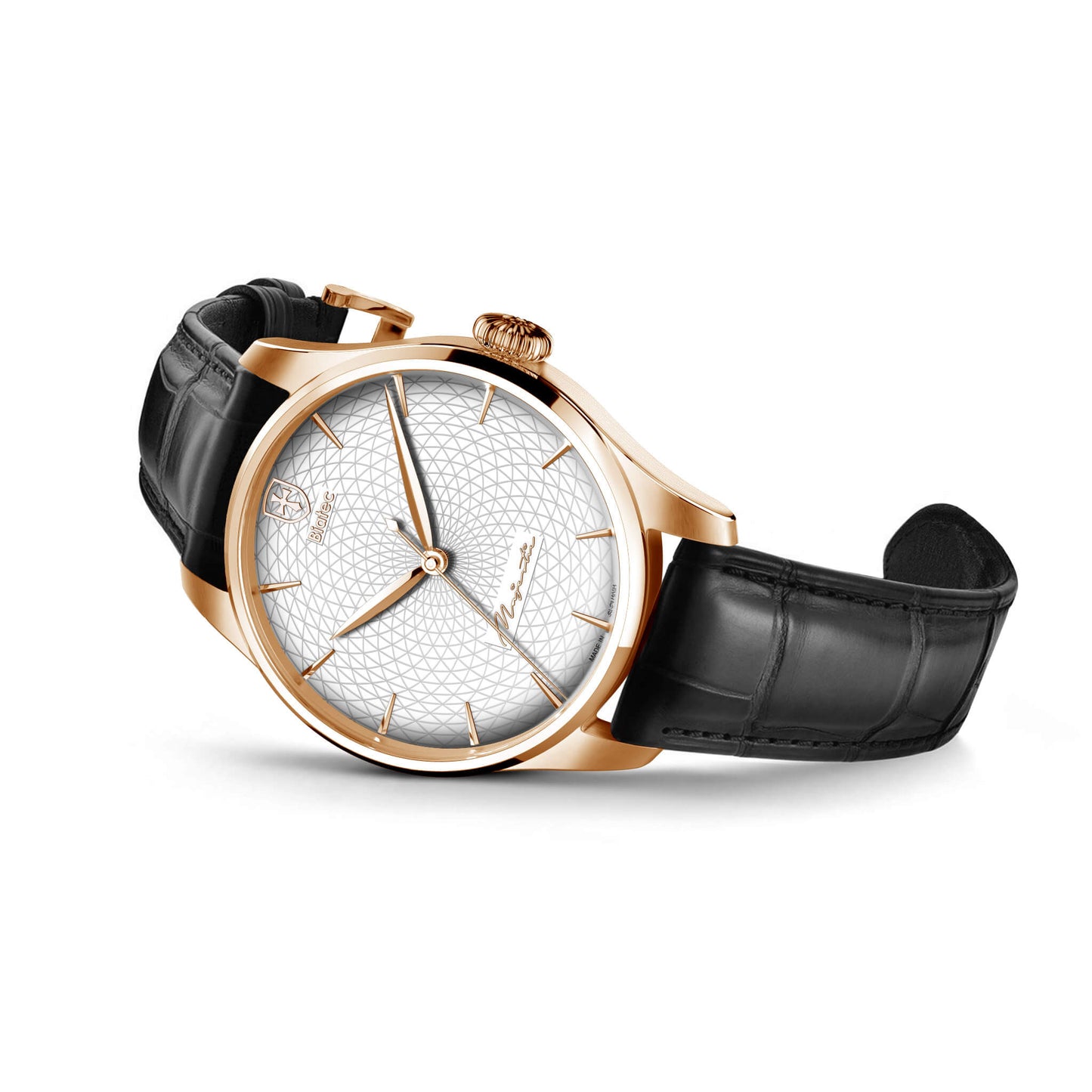 Biatec Majestic 02 N - black genuine crocodile strap