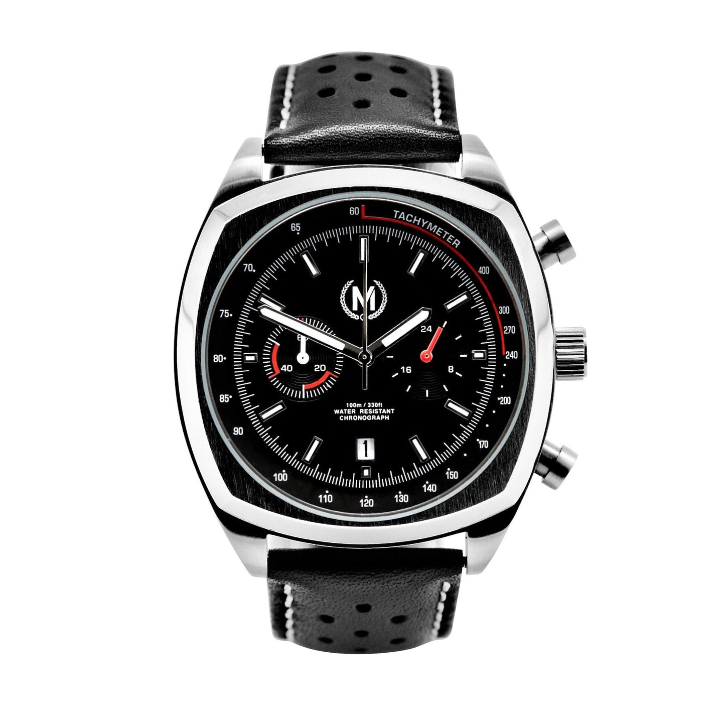 Black Leather Rally Watch Strap