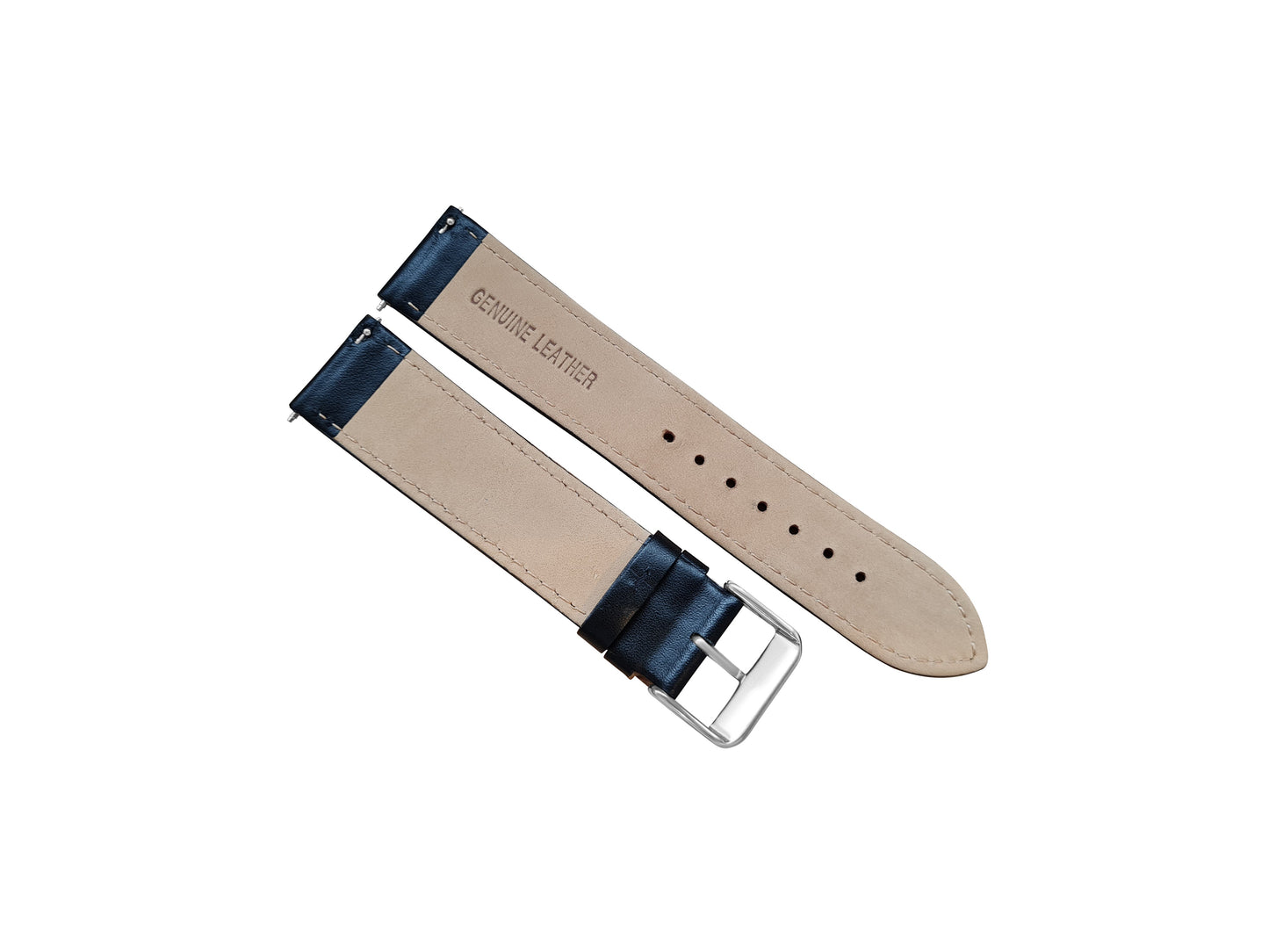 Black Ribbed Leather Race Watch Strap