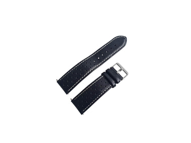 Black Leather Rally Watch Strap