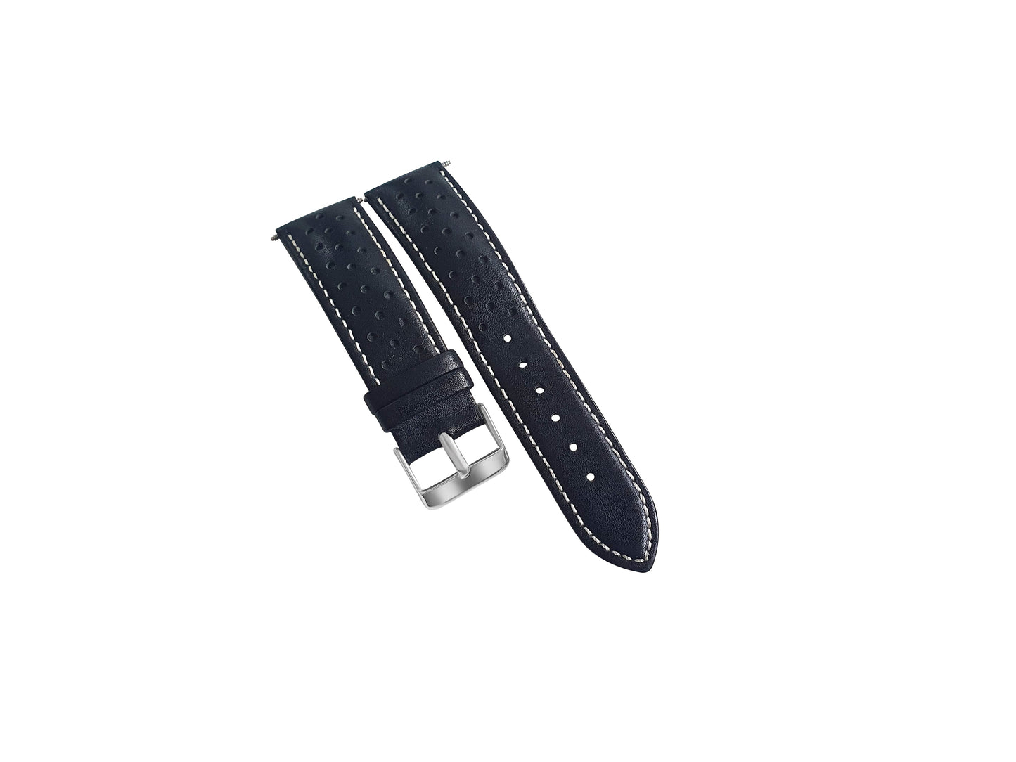 Black Leather Rally Watch Strap