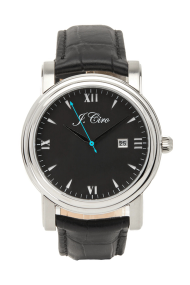 J.Ciro Ambassador Steel Black Dress Watch