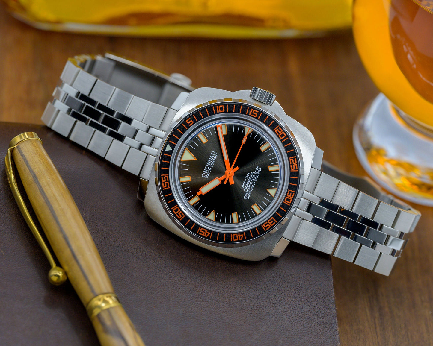 Desk Diver Professional Dive Watch Black & Orange