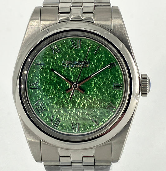 Green Enamel over Hammered Finish