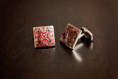Red Mosaic Cuff Links