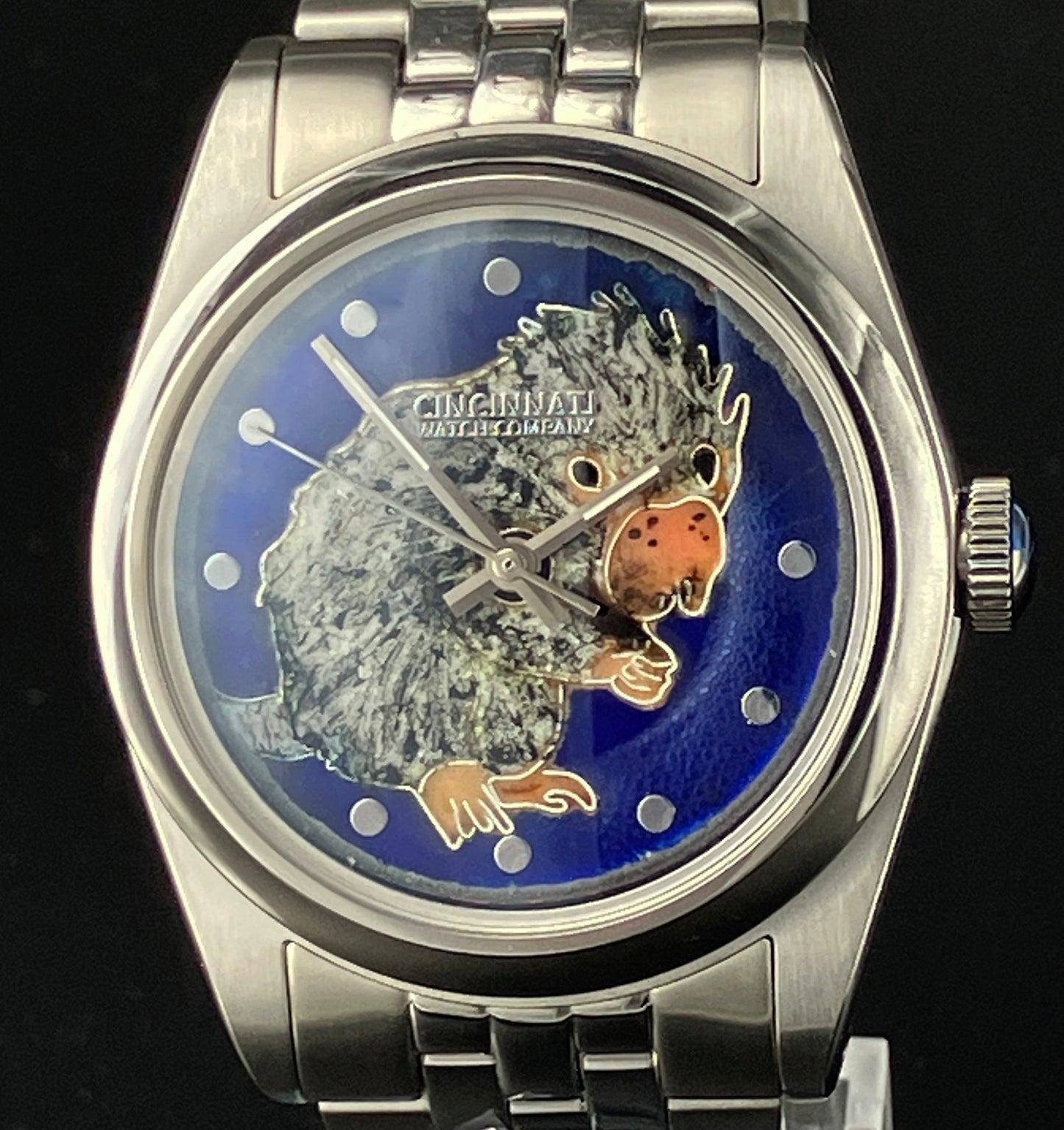 Enamel bespoke one of a kind groundhog watch cute