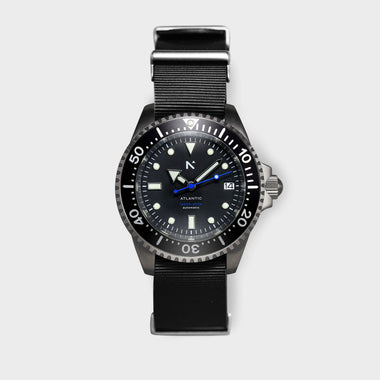'Atlantic' Dive Watch (40mm) | Seal Black NATO
