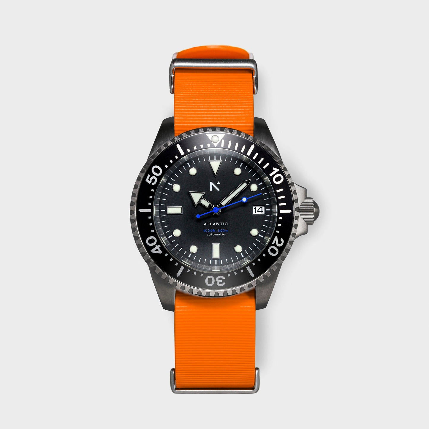 'Atlantic' Dive Watch (40mm) | Flare Orange NATO