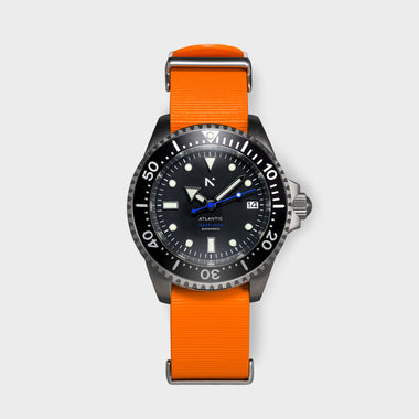 'Atlantic' Dive Watch (40mm) | Flare Orange NATO