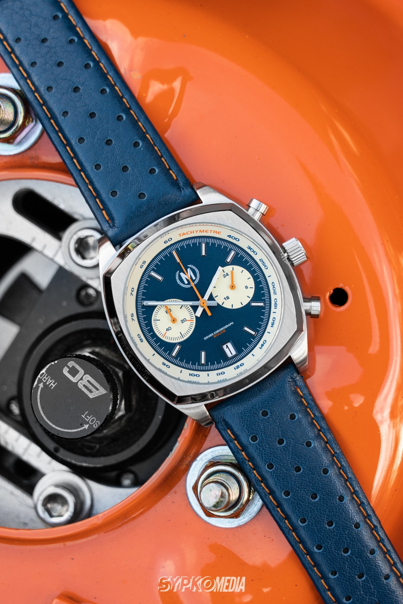 Blue And Orange Leather Rally Watch Strap