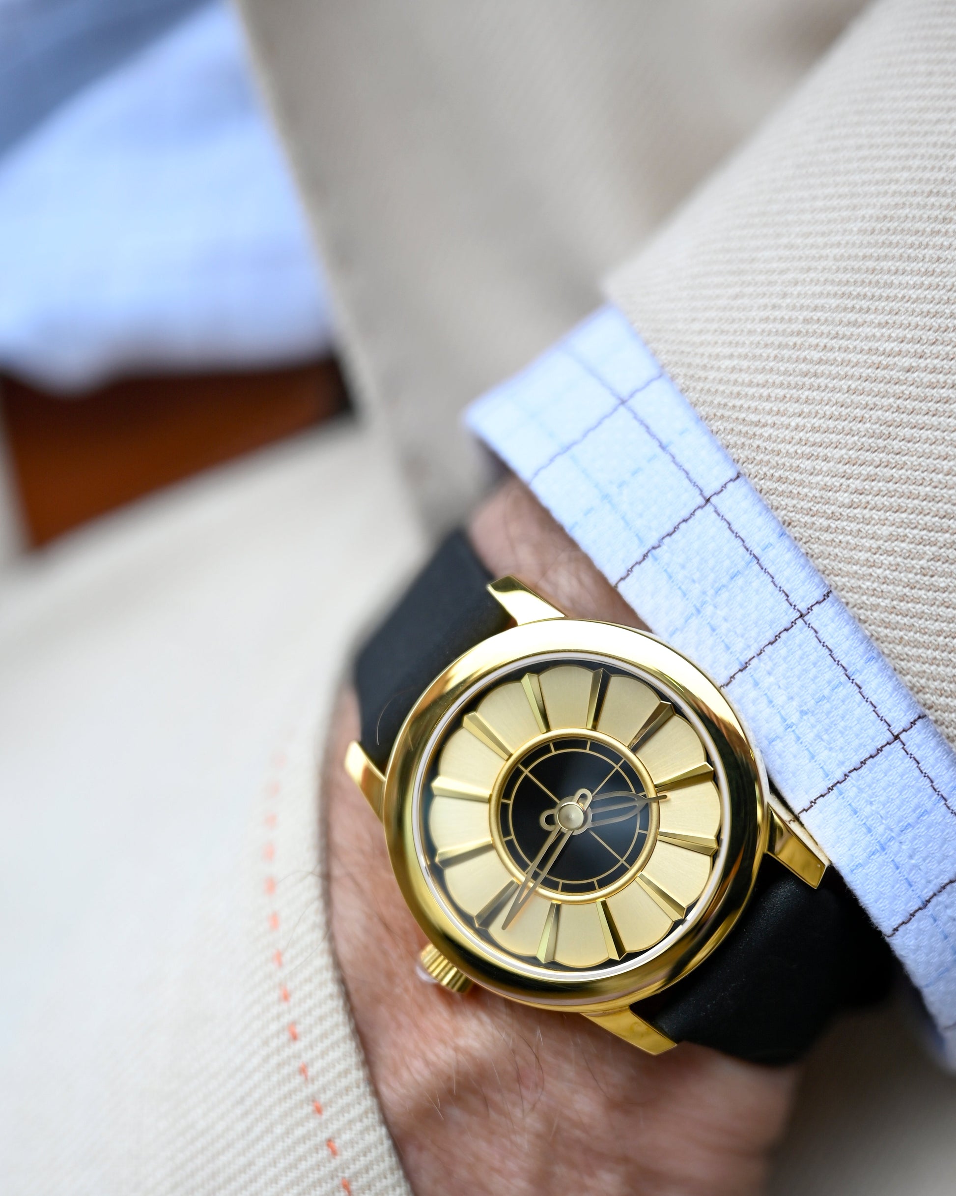 Gold case, dial, and hands watch