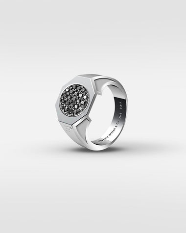 Octagon black pavé ring