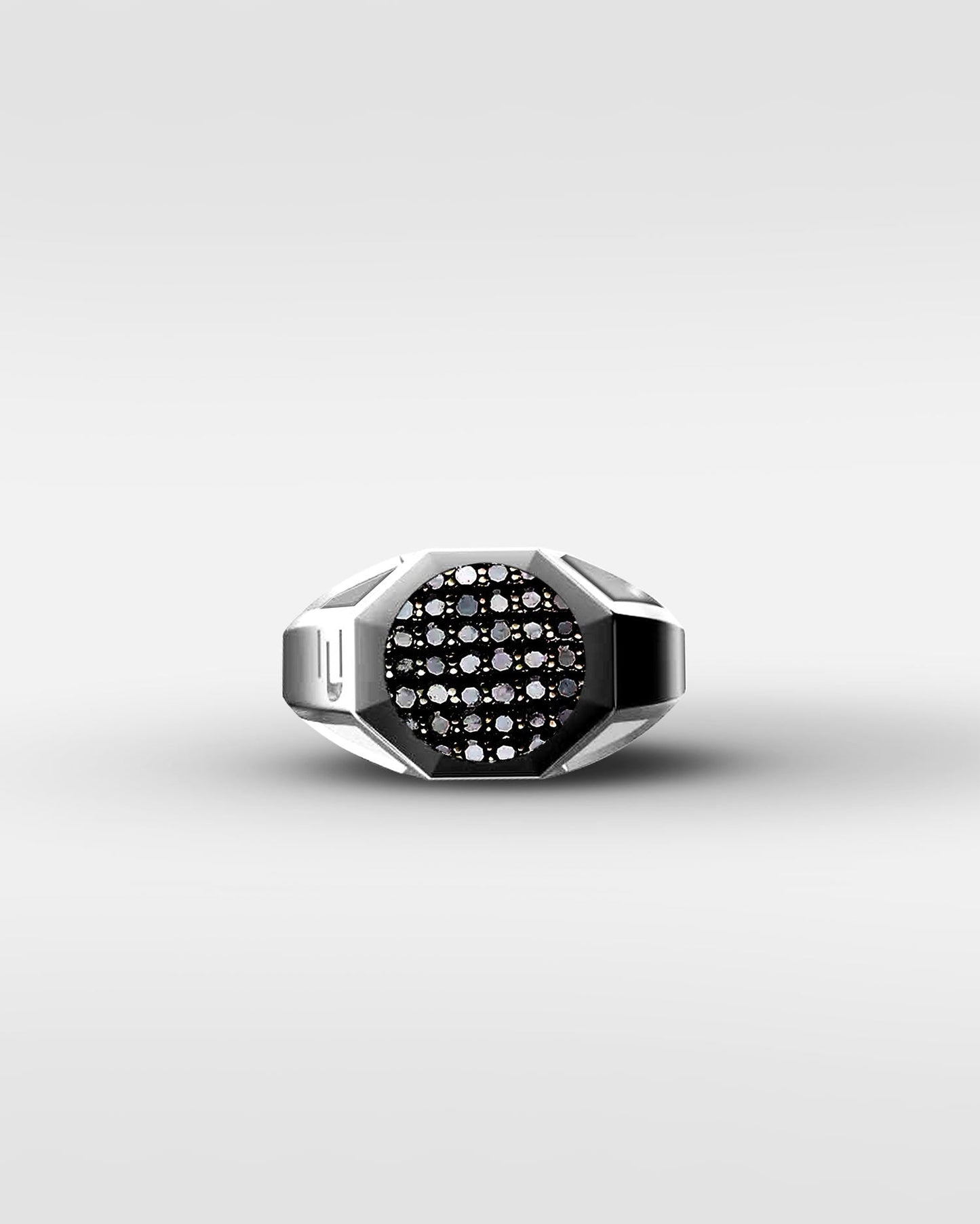 Octagon black pavé ring