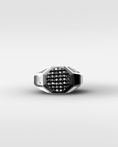 Octagon black pavé ring