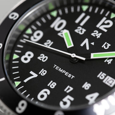 'Tempest' Quartz Navigator Watch (40mm) | Seal Black