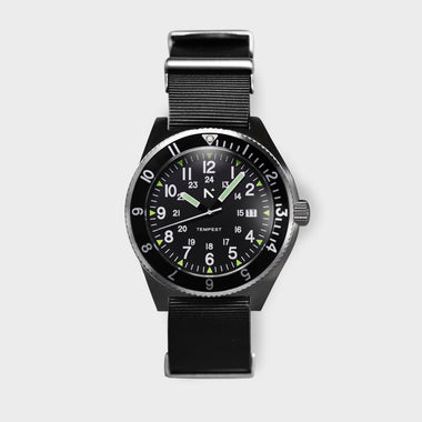 'Tempest' Quartz Navigator Watch (40mm) | Seal Black